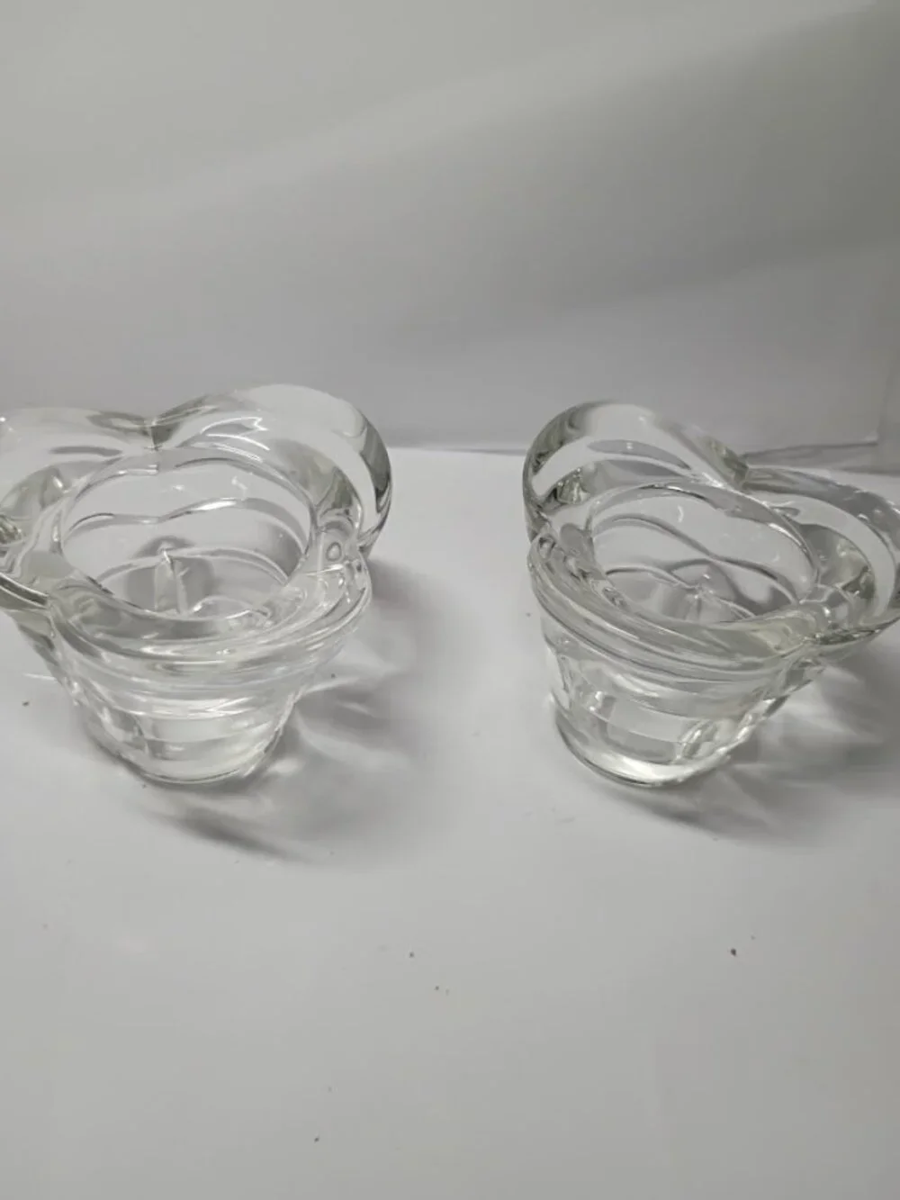 Borgonovo VTG 1950-1970 Set 2 Italian Glass Crystal Tealight Candle Holders - Picture 1 of 6
